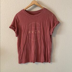 RVCA Pink Cuffed Sleeve Relaxed T-Shirt